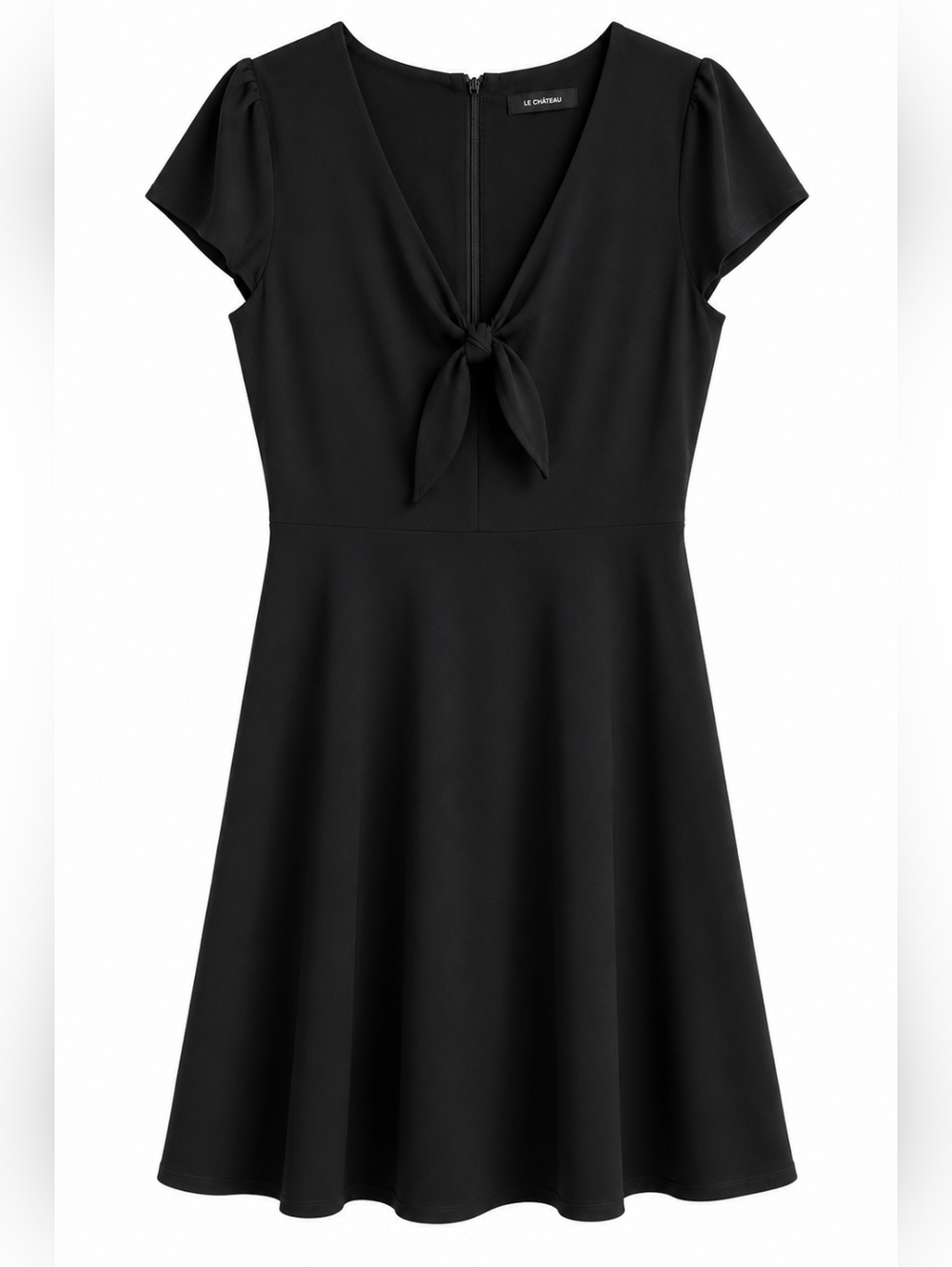 Le Chateau Black Mini Dress with Tie Front XXL